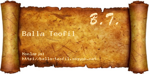 Balla Teofil névjegykártya